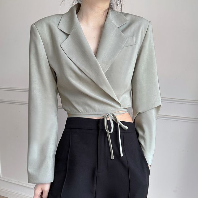 tie waist crop blazer