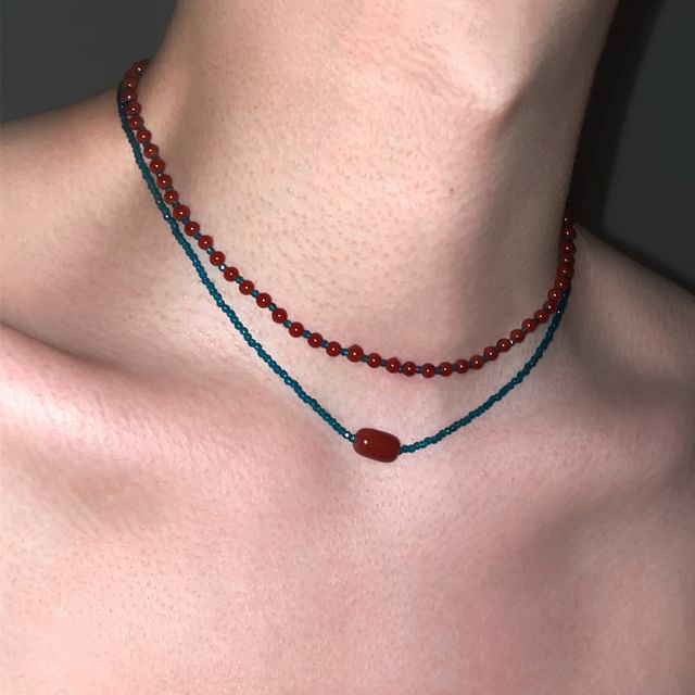 Lilafey-Gemstone Bead Layered Choker