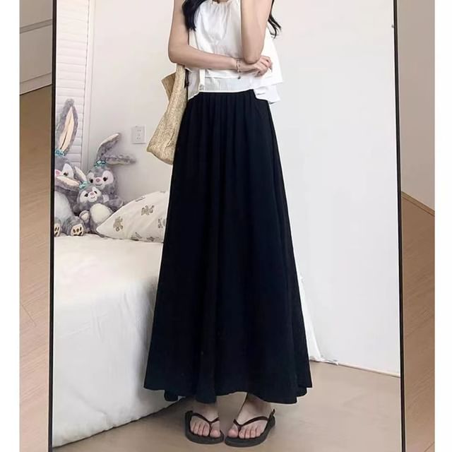 Everose-High Waist Plain Wide Leg Pants