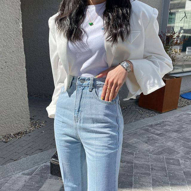 Coris-High Waist Straight Leg Jeans
