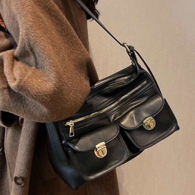 Montomery Faux Leather Crossbody Shoulder Bag YesStyle