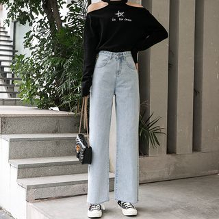 wide leg jeans with slits
