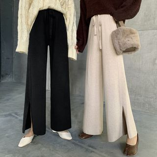 knit wide leg cropped pants