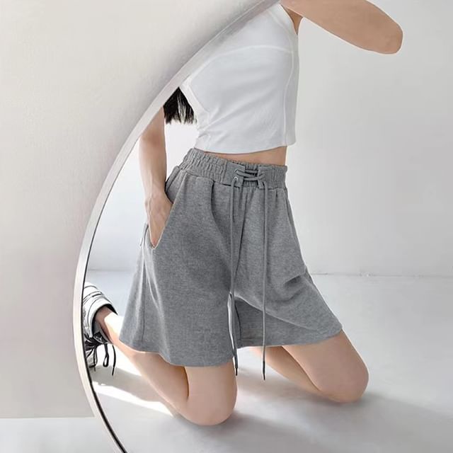 Everose-High Waist Plain Shorts