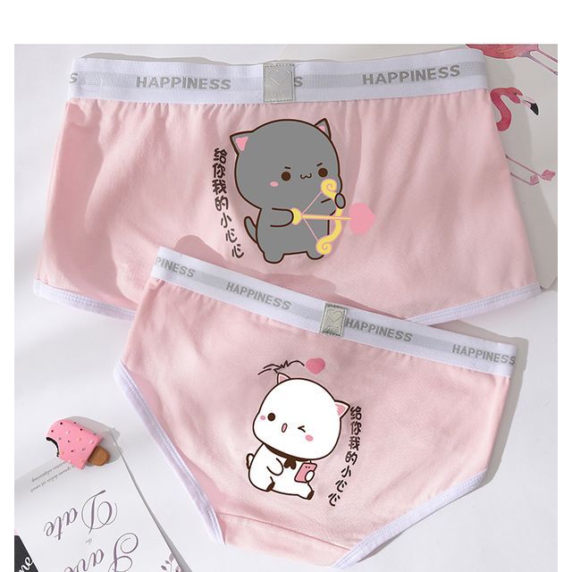 Pancherry - Couple Matching Set: Chinese Character Print Boxer Briefs +  Panty