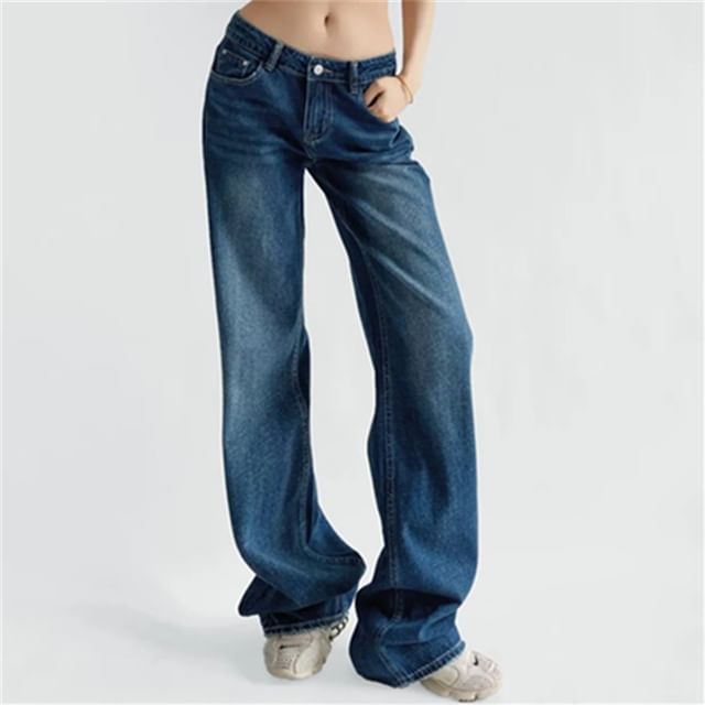 Asiris-Low Rise Washed Loose Fit Jeans