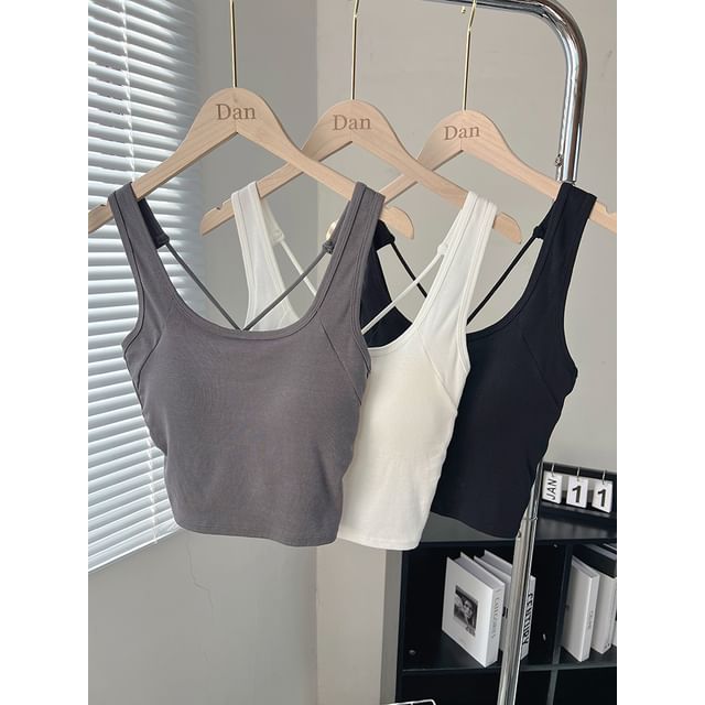 DIYI-Open Back Padded Crop Cami Top