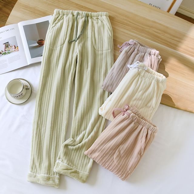 Dogini-Drawstring Waist Flannel Lounge Pants