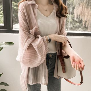 Happo-Balloon-Sleeve Chiffon Shirt