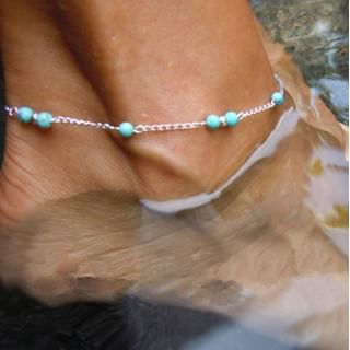 Hansha-Turquoise Bead Alloy Anklet