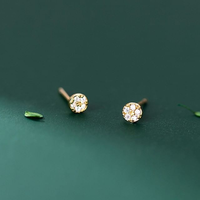 A-ROCH-925 Sterling Silver Rhinestone Stud Earring
