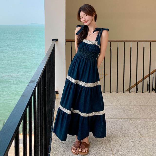 navy blue dress for baby girl Siren Gaze New Autumn And Winter Contrast Color Linen Waist A-Line Dress  For Women, Fashionable And Elegant Long Dress Evening Dress Spring