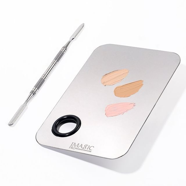 IMAGIC-Rectangular Stainless Steel Makeup Mixing Palette