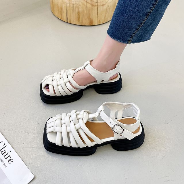Nikao-Platform Ankle-Strap Gladiator Sandals