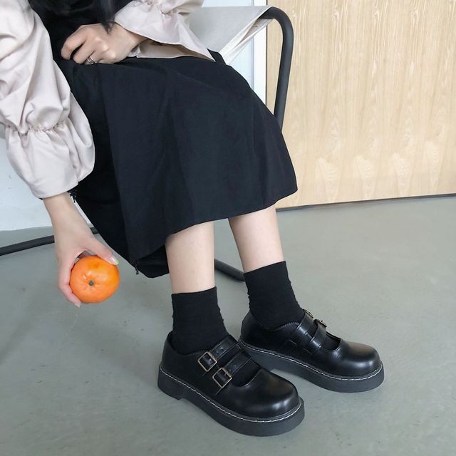 Queen Zoo Double Strap Platform Mary Jane Shoes YesStyle