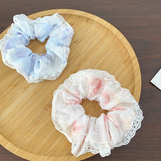 Kiren-Lace Trim Hair Scrunchie