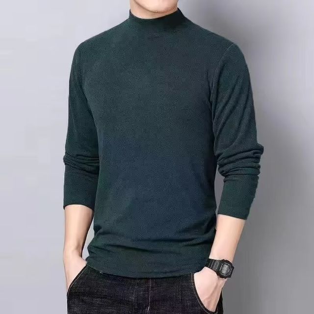 Wewewow-Long-Sleeve Plain T-Shirt