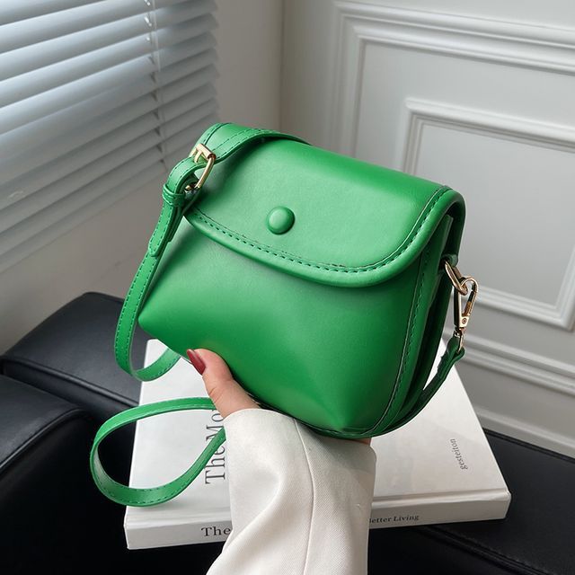 BAGUS Faux Leather Crossbody Bag YesStyle