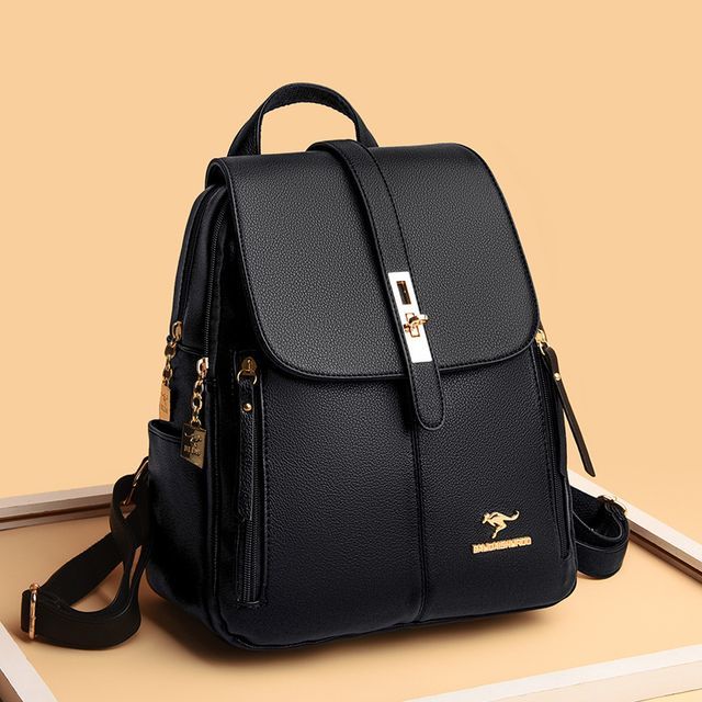 Mayanne - Plain Faux Leather Flap Backpack | YesStyle