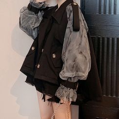 Bubble Pop - Sheer Panel Button Jacket Bubble Pop - Sheer Panel Button Jacket