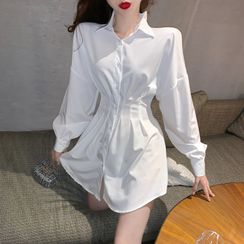Windflower - 長袖迷你襯衫連衣裙 Windflower - 長袖迷你襯衫連衣裙