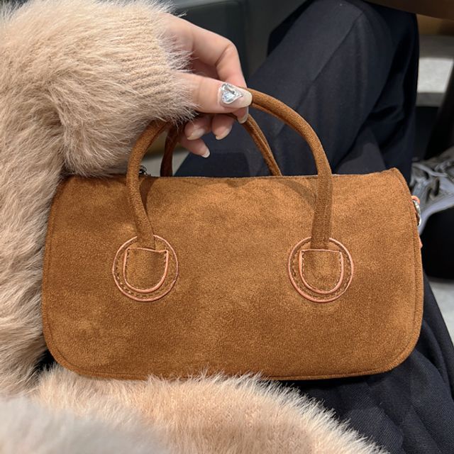 UPTOWNHOLIC Mini Suedette Bowler Bag with Strap YesStyle