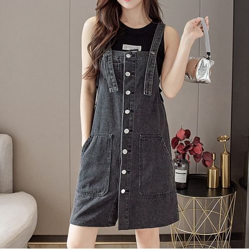 Buy DOLCE CRUDO Womens Much Laugh Denim Dungaree Dress | Shoppers Stop