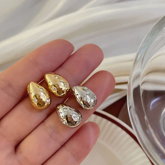 Poppin-Polished Rhinestone Alloy Drop Earring