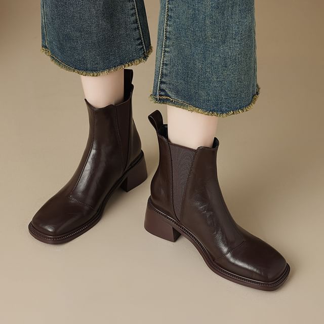 Megan-Square Toe Block Heel Chelsea Boots