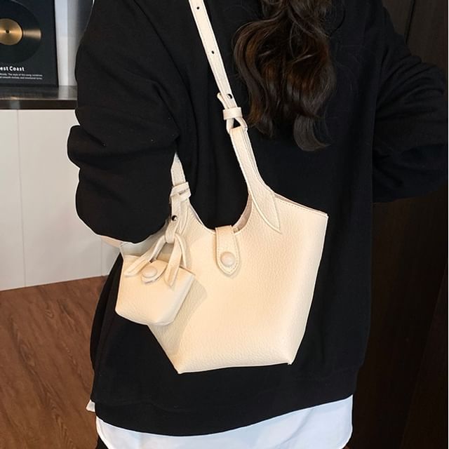 Skyglow-Faux Leather Plain Crossbody Bag