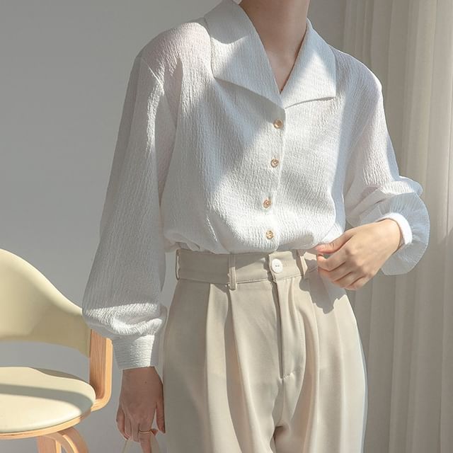 MIKIGA-Long-Sleeve Plain Shirt