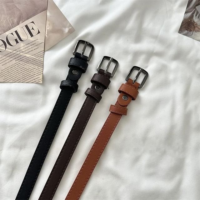Lunashore-Faux Leather Thin Belt