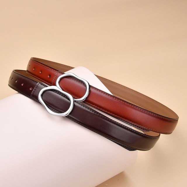 Rofuka-Irregular Buckled Genuine Leather Belt