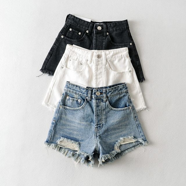 Faiar-Distressed Denim Shorts