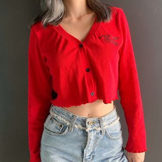 embroidered cropped cardigan