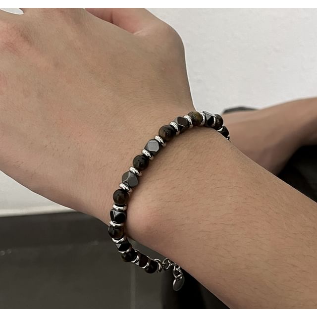 Black Degree-Stainless Steel Beaded Bracelet