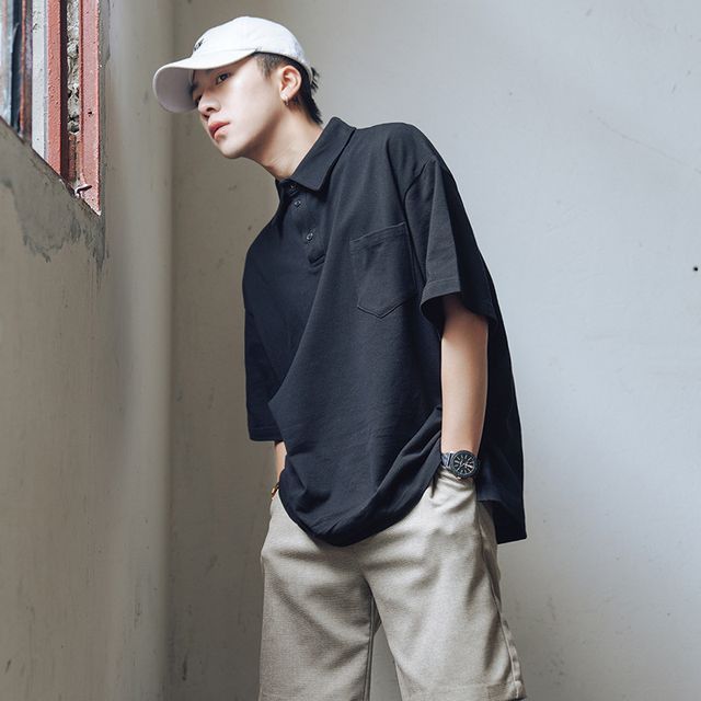 DuckleBeam - Plain Button-Up Oversize Top | YesStyle