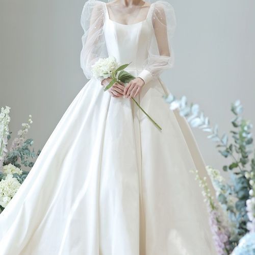 Mesh Sleeve Wedding Dress