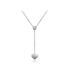 BELEC - Fashion Simple Heart Tassel 316L Stainless Steel Necklace with Cubic Zircon BELEC - Fashion Simple Heart Tassel 316L Stainless Steel Necklace with Cubic Zircon