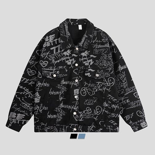 purplelouve - Collared Doodle Print Shirt Jacket | YesStyle