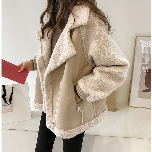 Lucuna-Fliegerjacke mit Reißverschluss aus Kunstfell