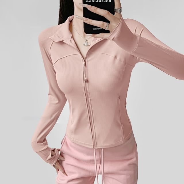 LIVIE-Plain Zip Sports Jacket