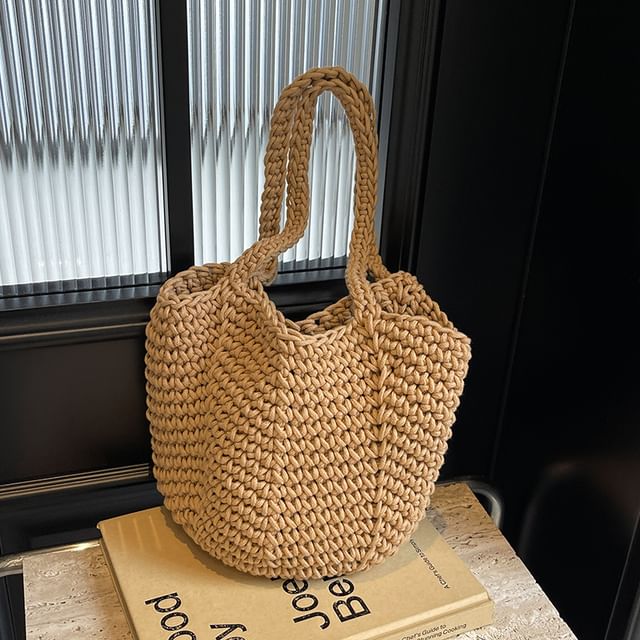 Skyglow-Plain Crochet Knit Tote Bag