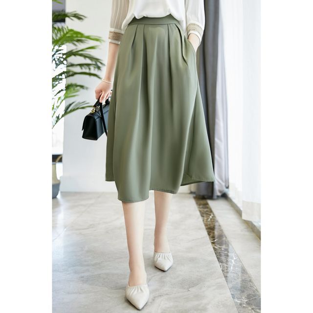 Jeonseon-Plain Midi Skirt