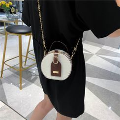 Shimme - Buckled Round Chain Crossbody Bag Shimme - Buckled Round Chain Crossbody Bag