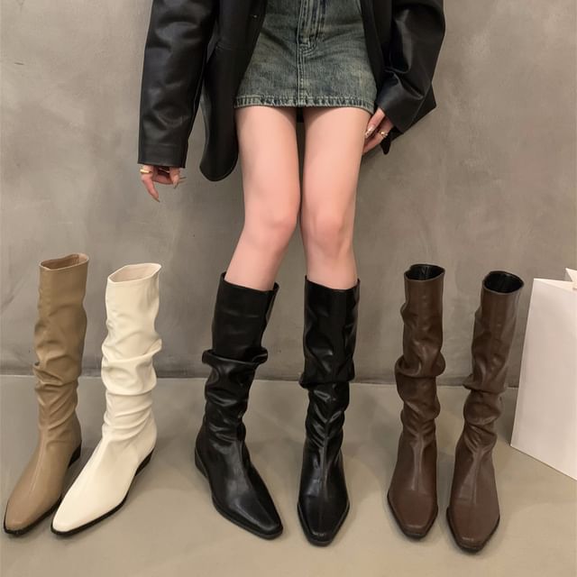 Anran-Ruched Mid-Calf Boots