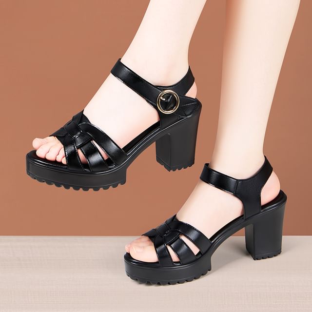 Freesia-Strappy Chunky Heel Sandals