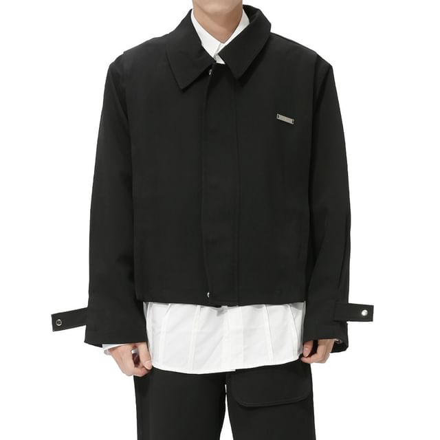 FAERIS-Collared Zip-Up Crop Jacket