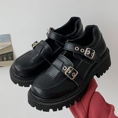 STEPUP - 厚底粗跟飾扣樂福鞋 STEPUP - 厚底粗跟飾扣樂福鞋