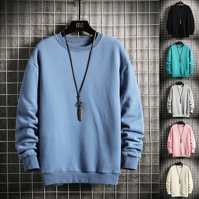 Ninine-Crew Neck Plain Sweatshirt